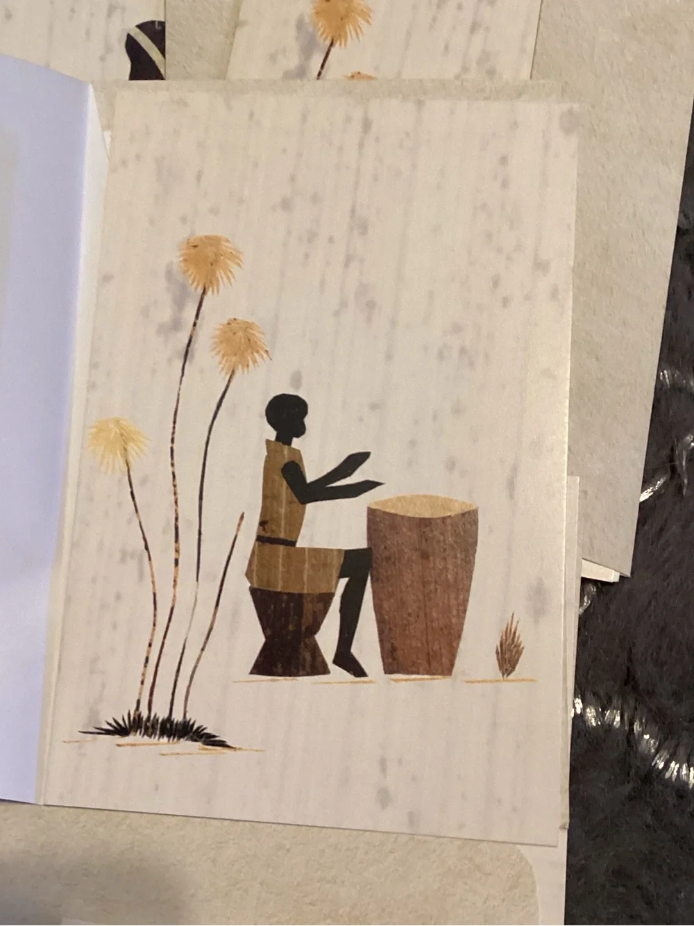 Set of Decorative Note Cards with Bird & Folk Art Motifs Blank Set of 6